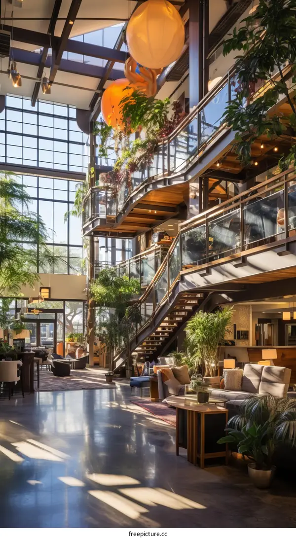 atrium with a lot of plants and sunlight