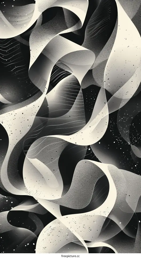 Abstract Black and White Flowing Lines