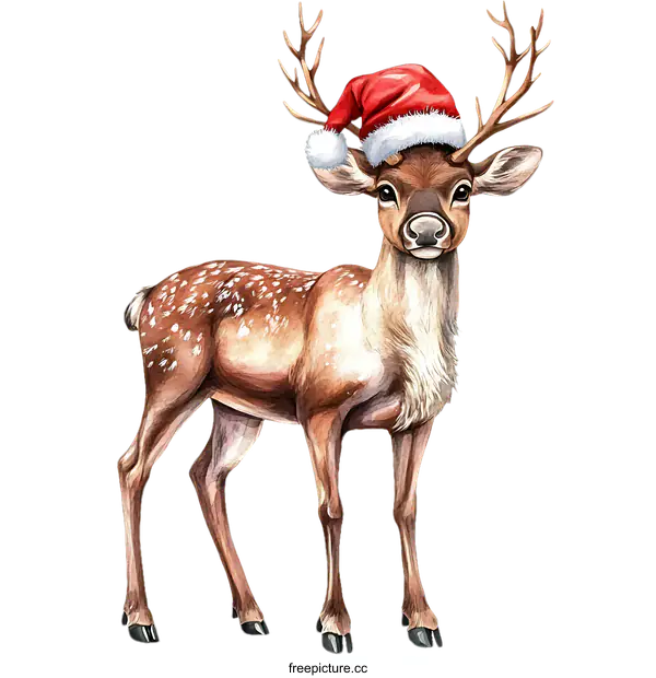[Transparent Background PNG]Watercolor Illustration of a Christmas Deer