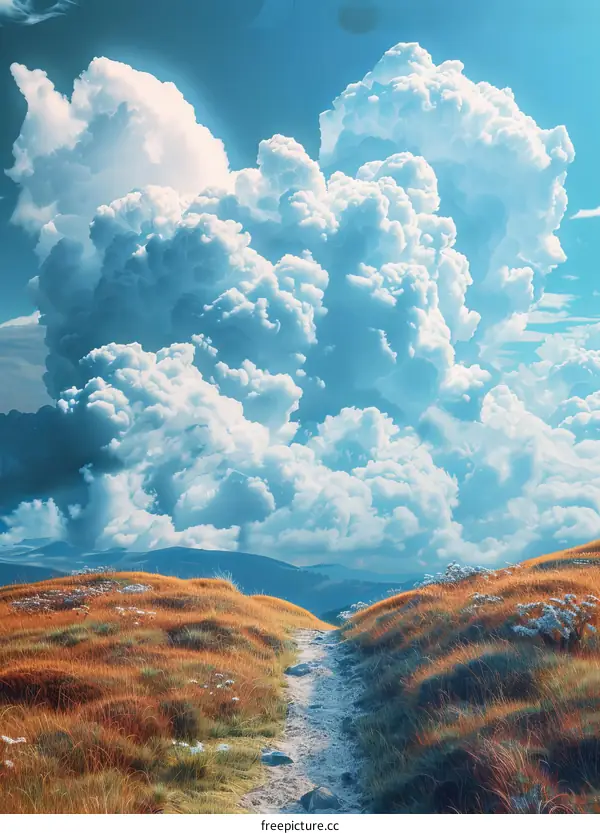 Majestic Cloudscape Over Mountain Trail