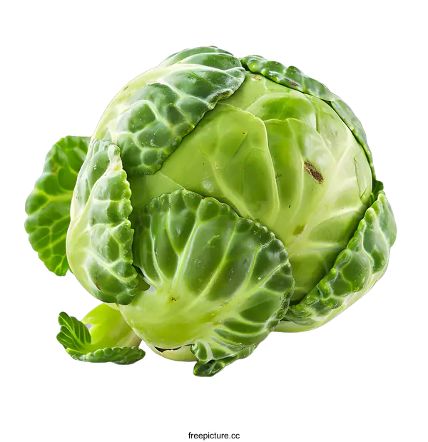 [Transparent Background PNG]Fresh Green Brussels Sprout on White Background