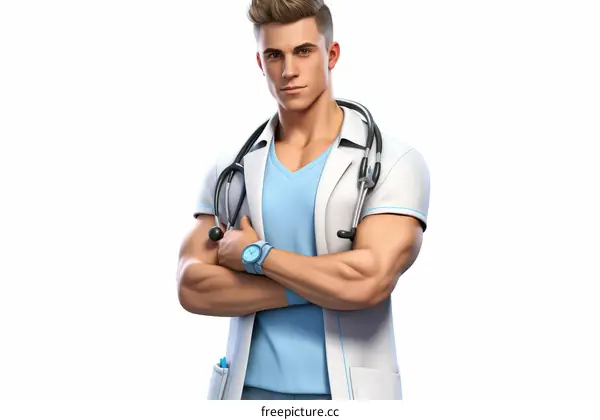 Confident male doctor with stethoscope