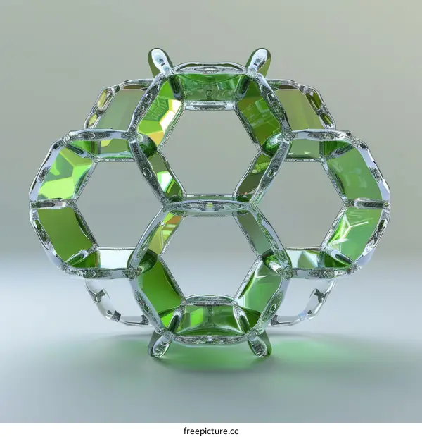 Green Crystalline Structure 3D Render