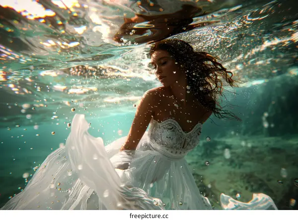 Ethereal Serenity: A Weightless Underwater Portrait
