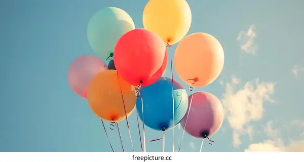Colorful Balloons Floating in the Sky