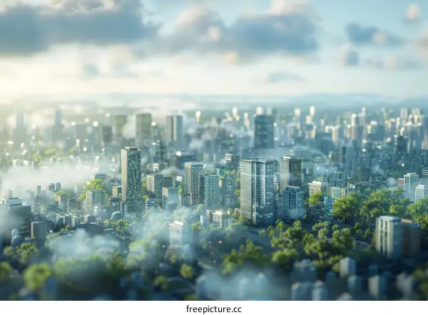 Modern Cityscape Aerial View Illustration