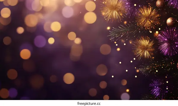 Festive Fireworks and Christmas Fir Tree Illustration