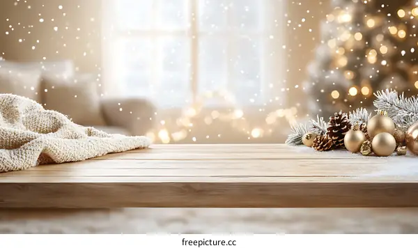 Christmas Festive Tabletop Display Decorated with Ornaments