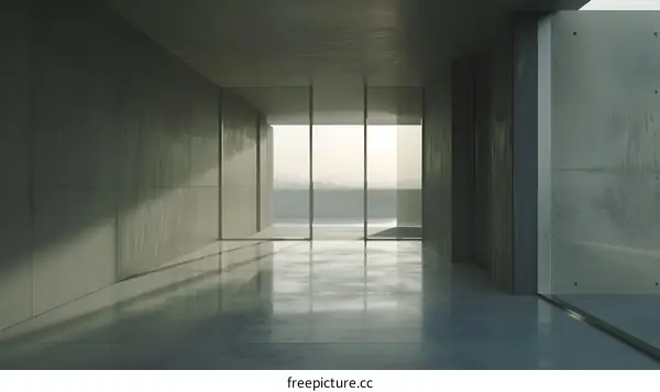 Minimalist Interior Design with Glass Doors and Concrete Walls