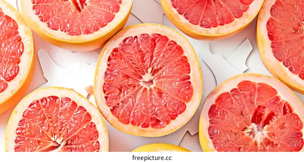 Close Up View Of Fresh Grapefruit Slices