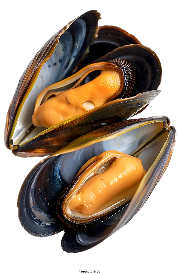 [Transparent Background PNG]Fresh mussels open on a white background
