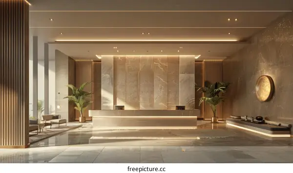 Modern Hotel Lobby Interior with Luxury Furniture and Decor