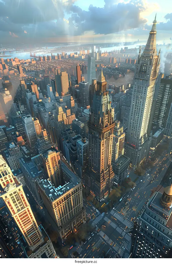 Aerial View of a Modern Cityscape Illustration