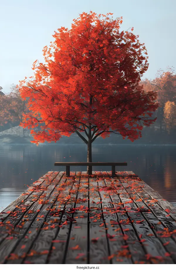 solitary maple tree in autumn