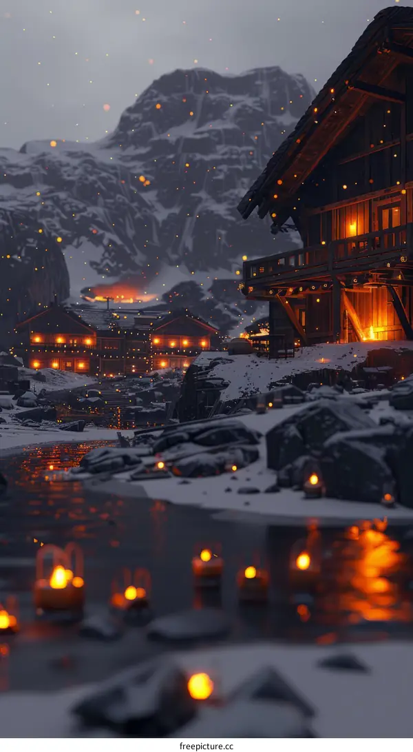 Fantasy Snow Village Landscape