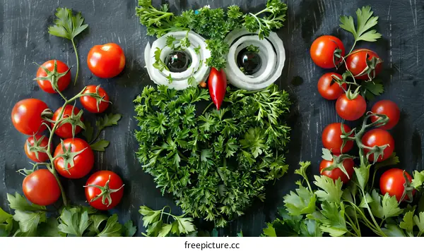 A Cute Owl Made of Vegetables