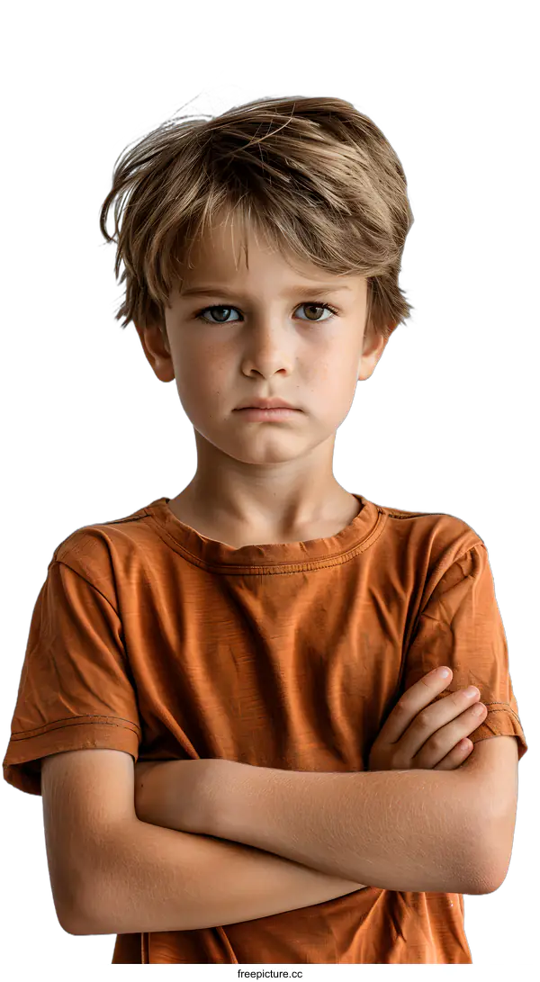 [Transparent Background PNG]Portrait of a boy with crossed arms