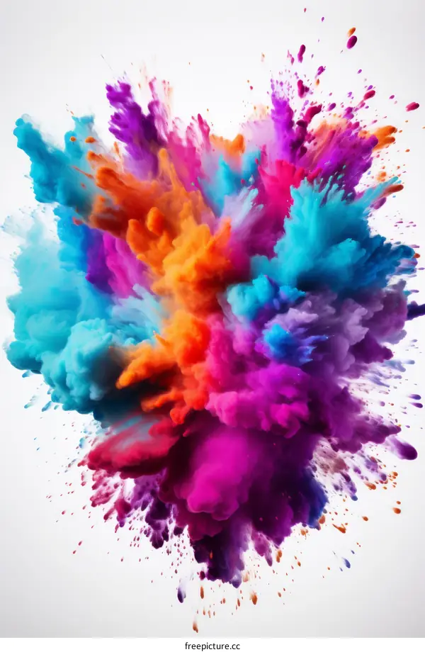 Colorful powder explosion on white background