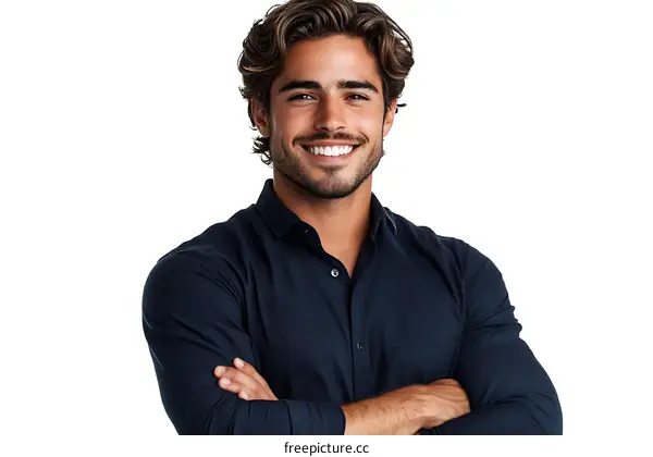 Confident Man Portrait Against White Background