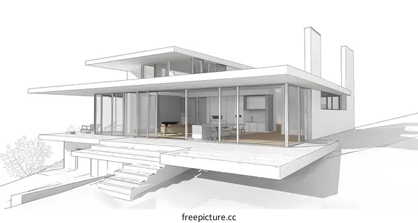 Modern House Architectural Design Sketch