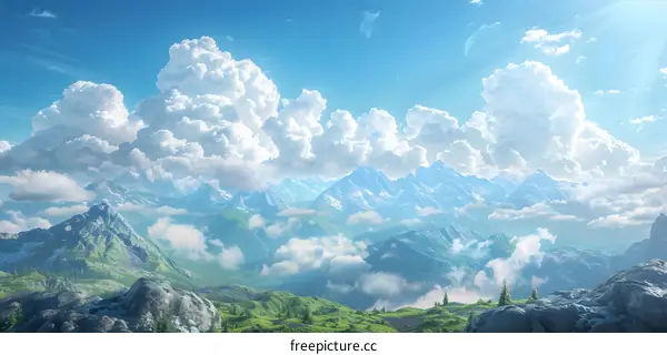 Beautiful mountain landscape with clouds