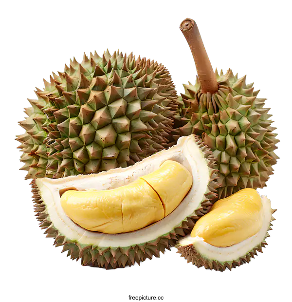 [Transparent Background PNG]Fresh Durian Fruit on White Background