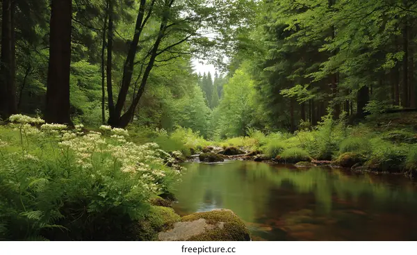 Serene Forest Stream Scene