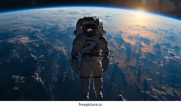 Astronaut in space with Earth in the background
