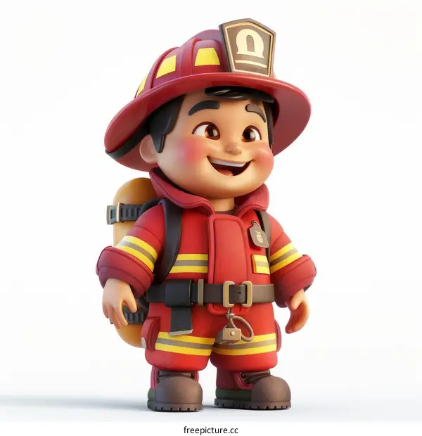 Smiling Firefighter in Full Gear