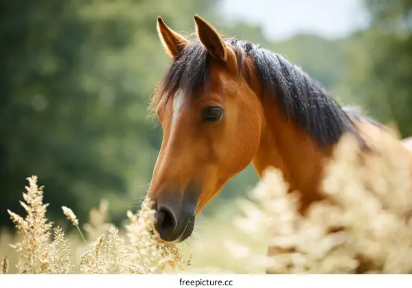 Close-up Portrait of a Horse in a Natural Setting