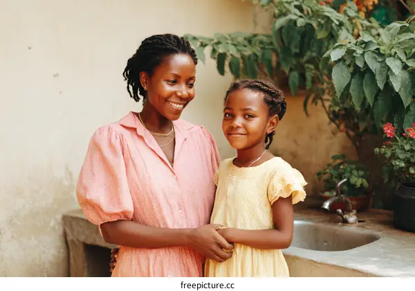 Two African American Mother and Daughter
