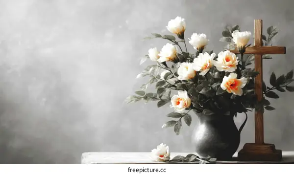 Floral Still Life with Cross Decoration