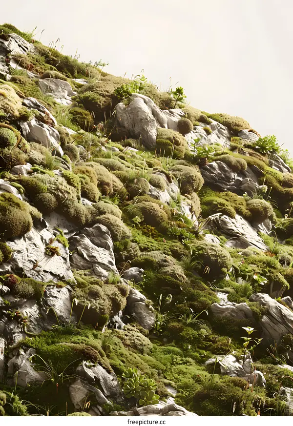 Moss Covered Rocks And Greenery In The Mountains