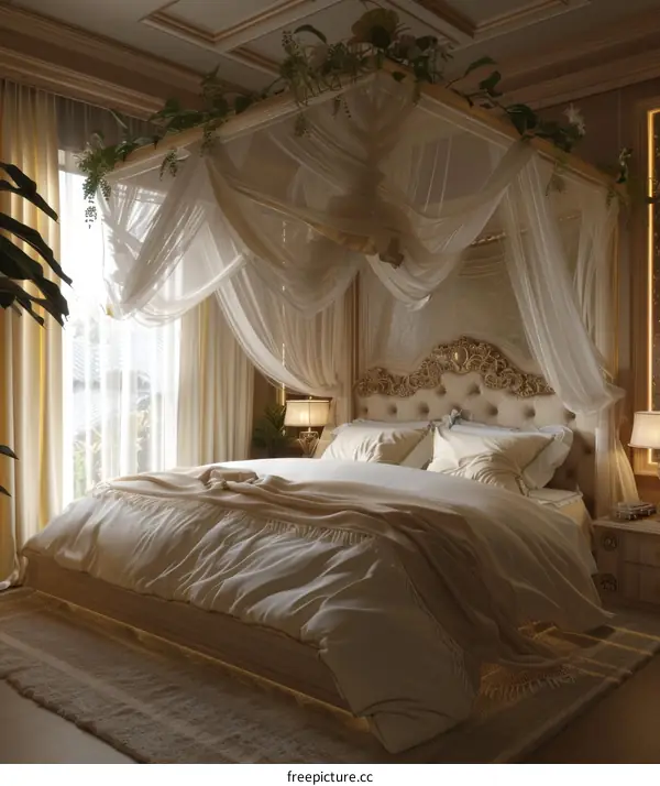 Elegant Luxury Canopy Bed in a Classic Bedroom