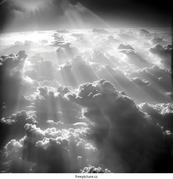 Black and White Aerial Photograph of a Cloudscape
