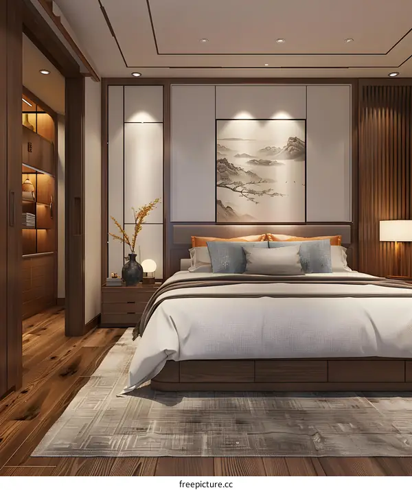 A bedroom with a Chinese style