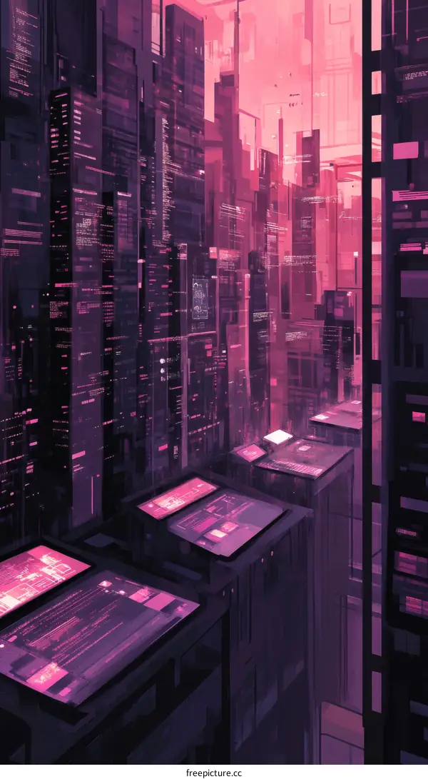 Cyberpunk Futuristic Cityscape Illustration