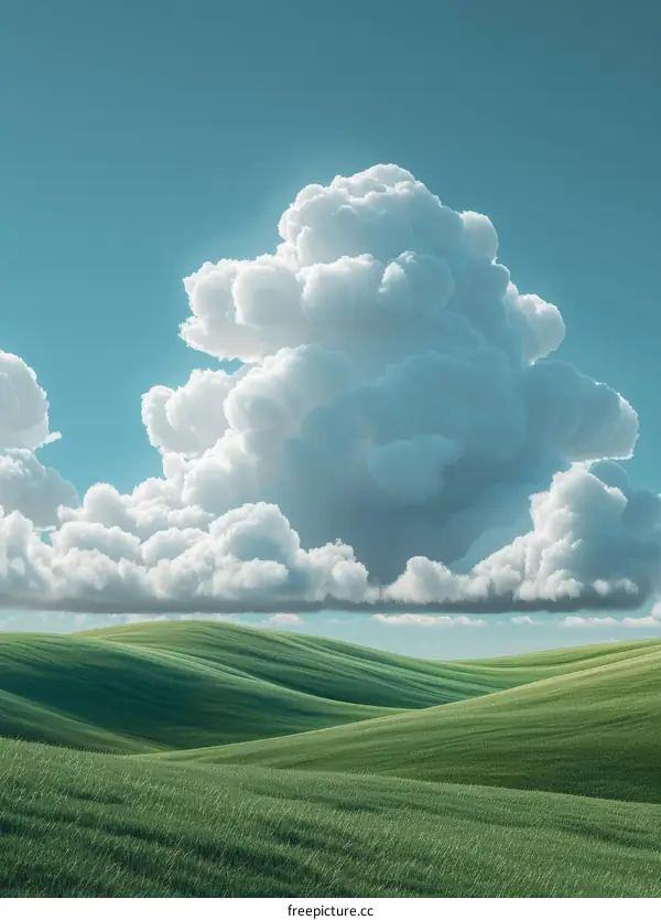 A Stunning View of Rolling Hills and Cumulus Clouds
