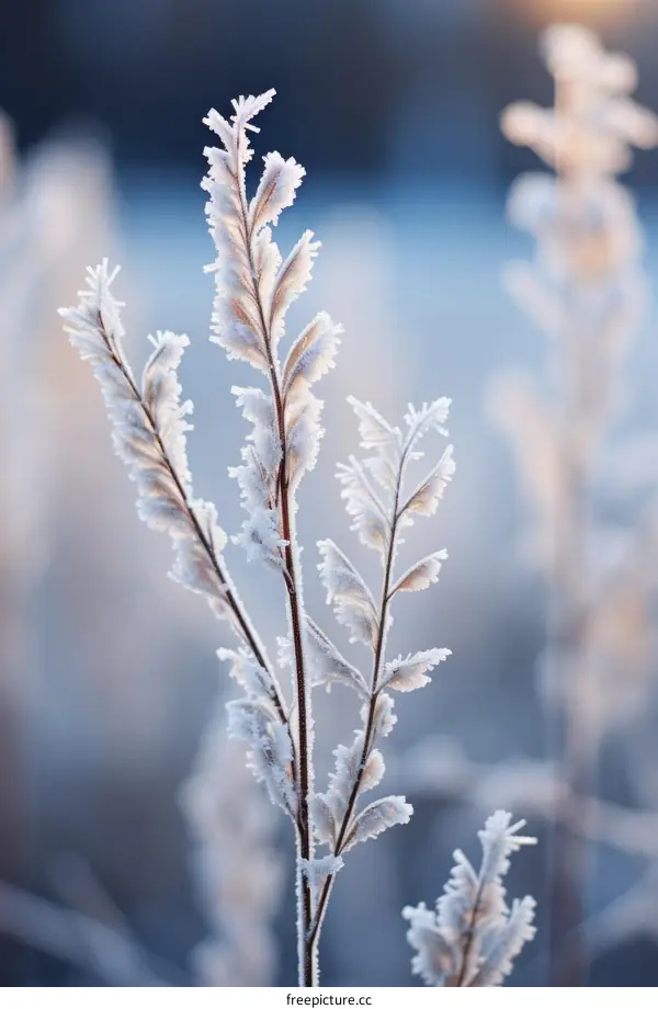 Close-up of plants covered in frost and snow