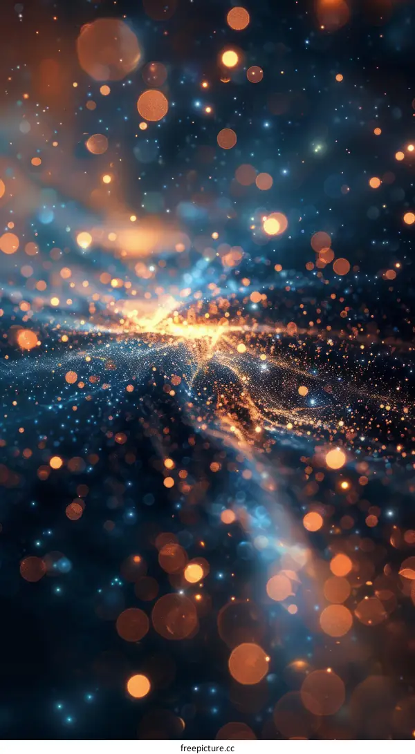 Abstract Glowing Particles: Blue and Orange