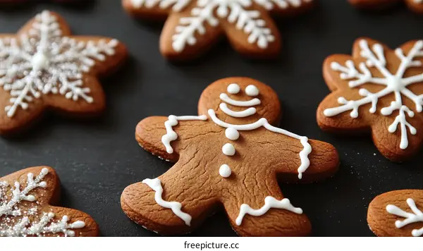 Christmas Gingerbread Cookies Decorated with Icing