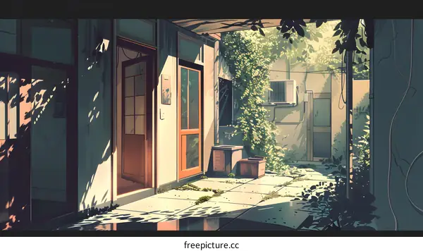 Sunny Day in a Japanese Backyard