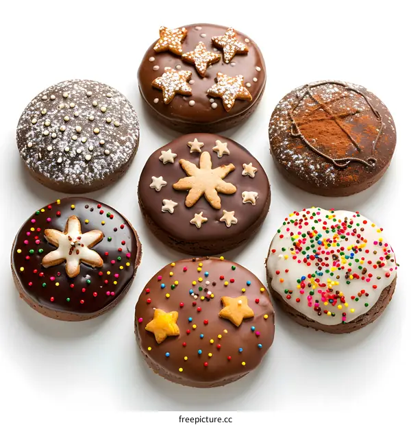 Festive Chocolate Cookies with Sprinkles and Icing