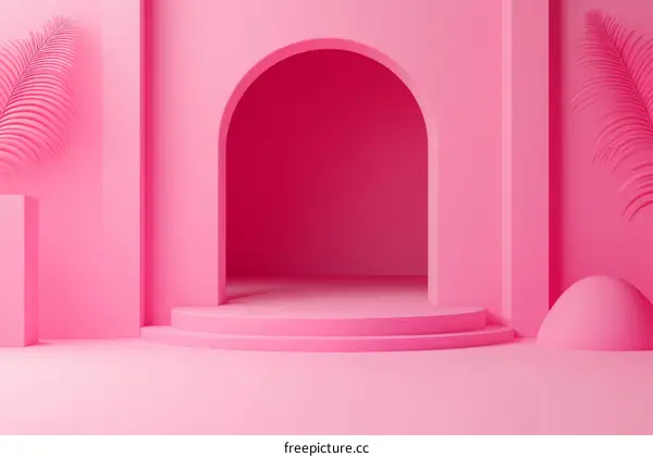Pink Archway Display Stand with Tropical Accent