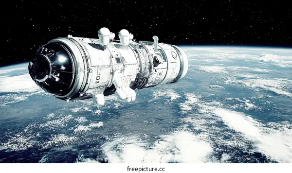 Space Station Orbiting Earth Stunning View