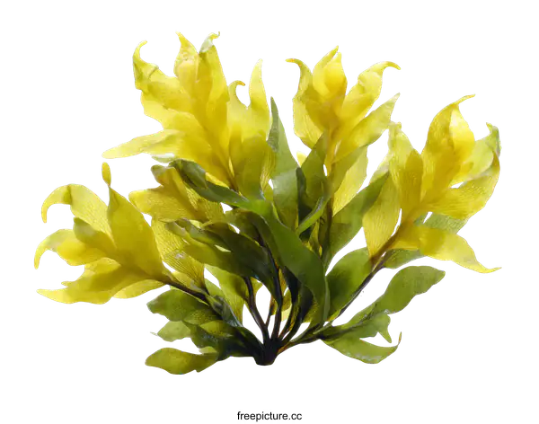 [Transparent Background PNG]Close-up of a Yellow and Green Seaweed Plant
