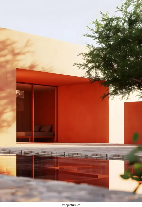 Modern Minimalist Architecture Design with Pool and Lush Greenery