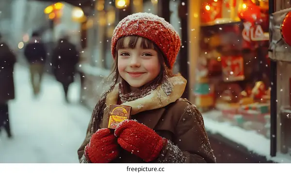 Winter Scene with a Child on a Snowy Day