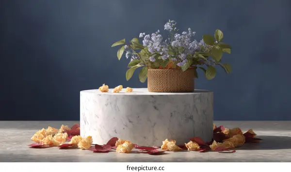 Floral Arrangement on a Marble Pedestal