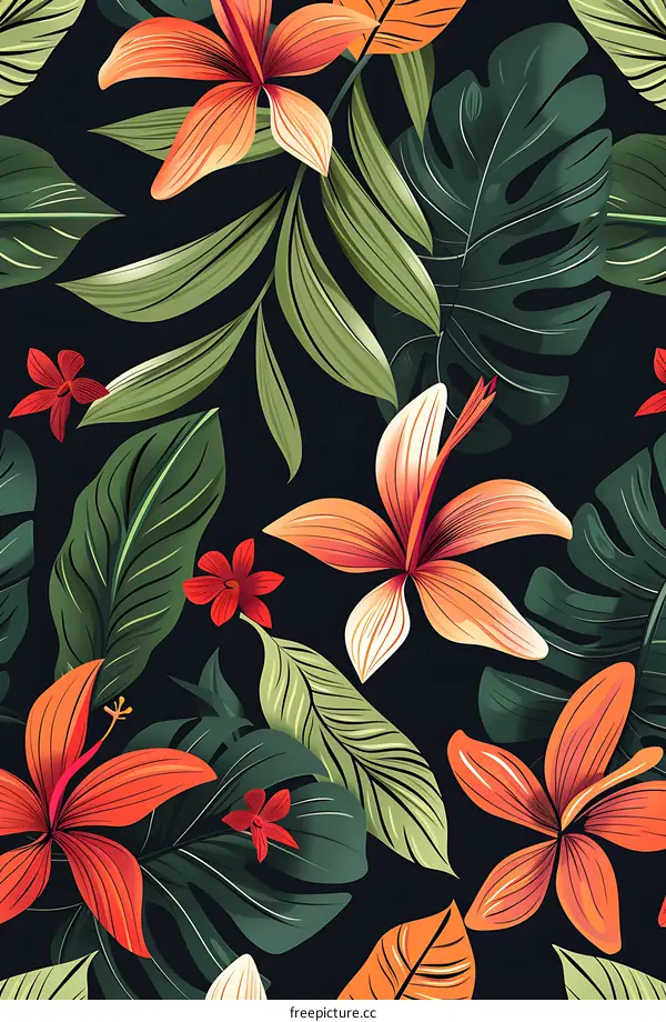Tropical Floral Seamless Pattern Background Design